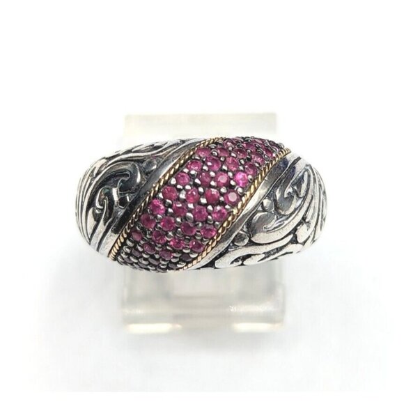 EFFY BH Sterling Silver 925 18k Yellow Gold Ruby Gemstone Ring Size 7 - Picture 6 of 13